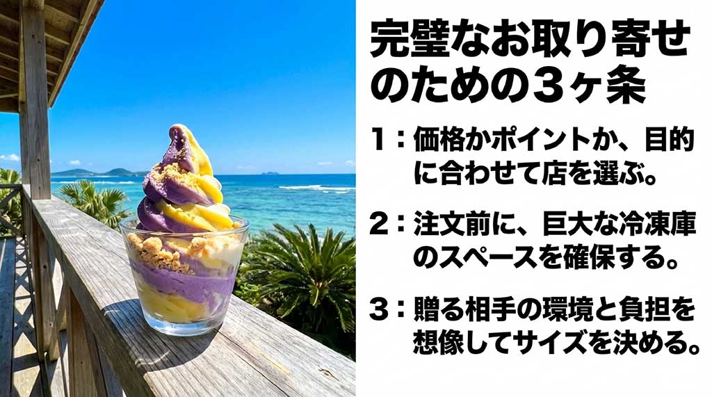 店選び、冷凍庫の確保、相手への配慮というお取り寄せを成功させる3つのポイント