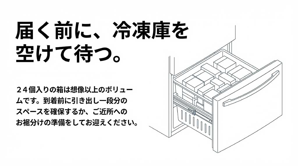 引き出し一段分のスペース確保や、お裾分けの準備を推奨するイラスト
