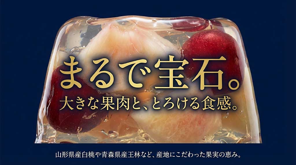 大きな果肉ととろける食感、山形県産白桃や青森県産王林など産地にこだわった果実の紹介
