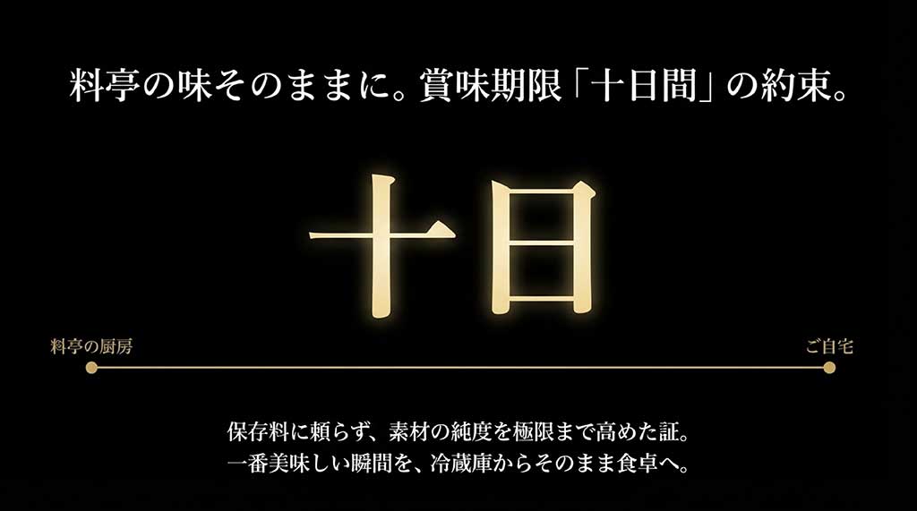 保存料に頼らず素材の純度を高めた、賞味期限10日間のこだわり