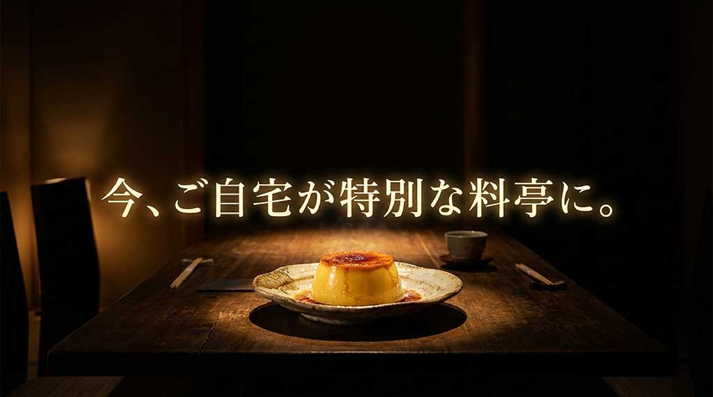 「今、ご自宅が特別な料亭に。」というメッセージを込めたエンディングスライド