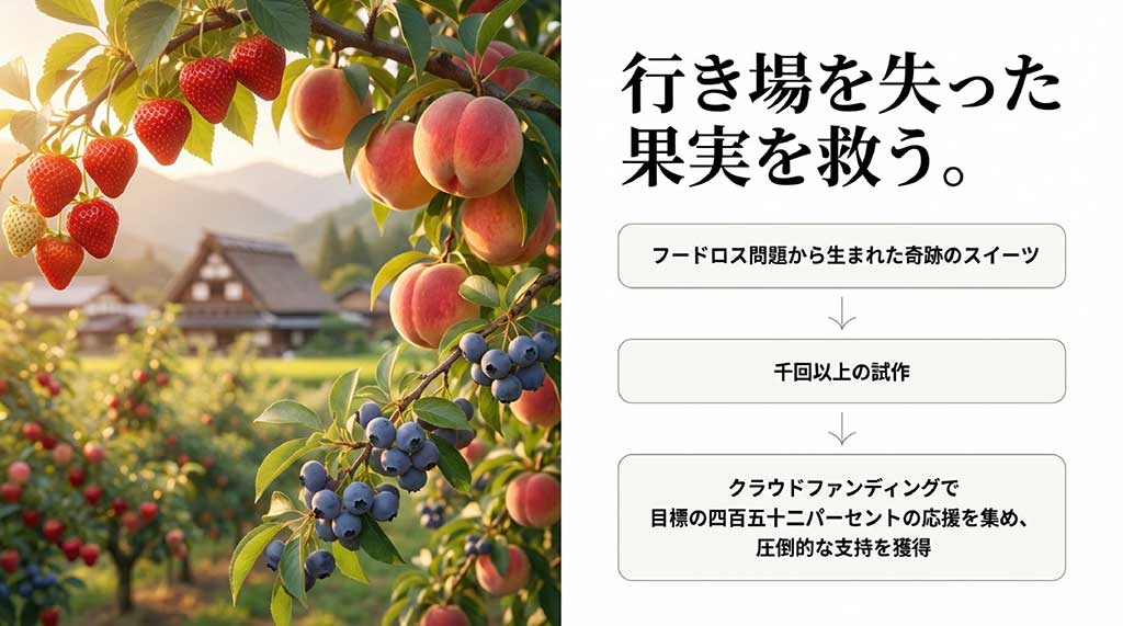 フードロス救済のため千回以上の試作を経て開発され、クラウドファンディングMakuakeで目標452％を達成した実績紹介