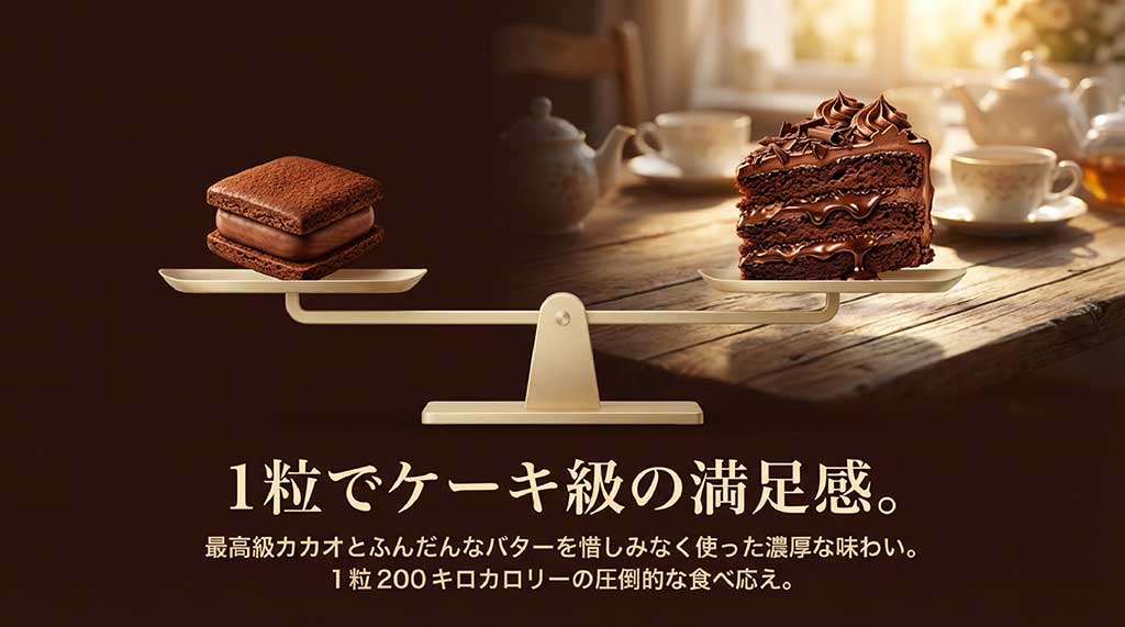 最高級カカオとバターを贅沢に使用したショーコラの濃厚な味わいとカロリー解説