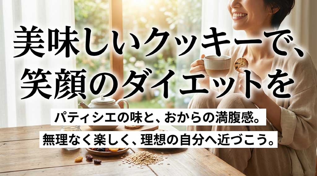 パティシエの味とおからの満腹感で、無理なく楽しく理想の自分へ近づくメッセージ