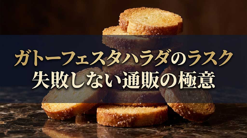 ガトーフェスタハラダのラスクを通販で失敗せずに買うための極意を解説するスライドの表紙
