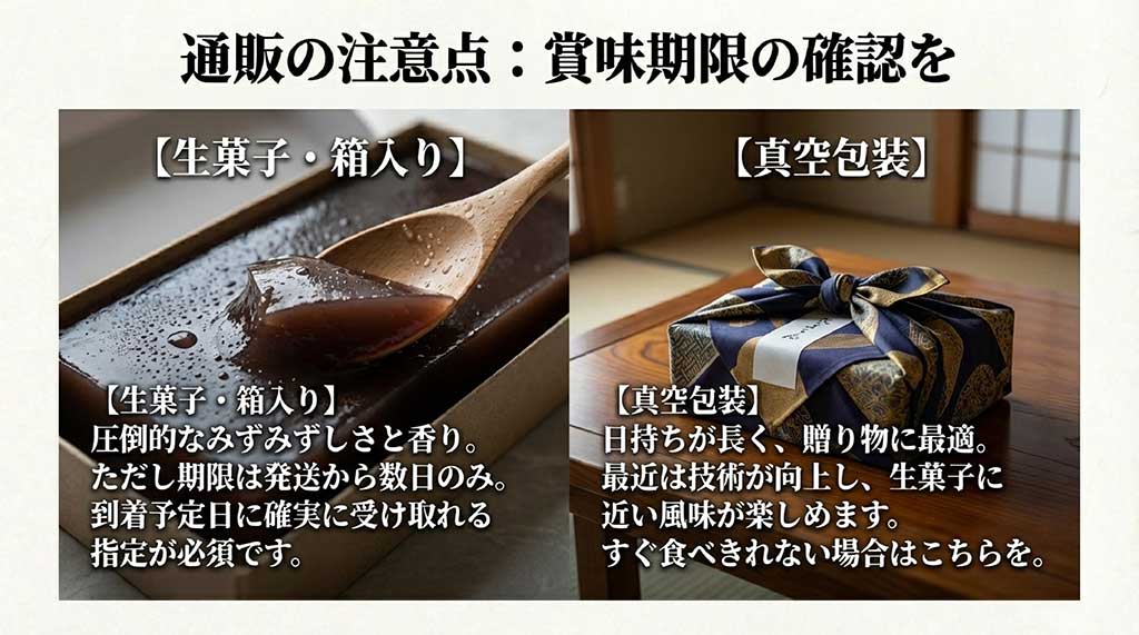 生菓子箱入りと真空包装のメリット・デメリットと、受け取り時の注意点の解説